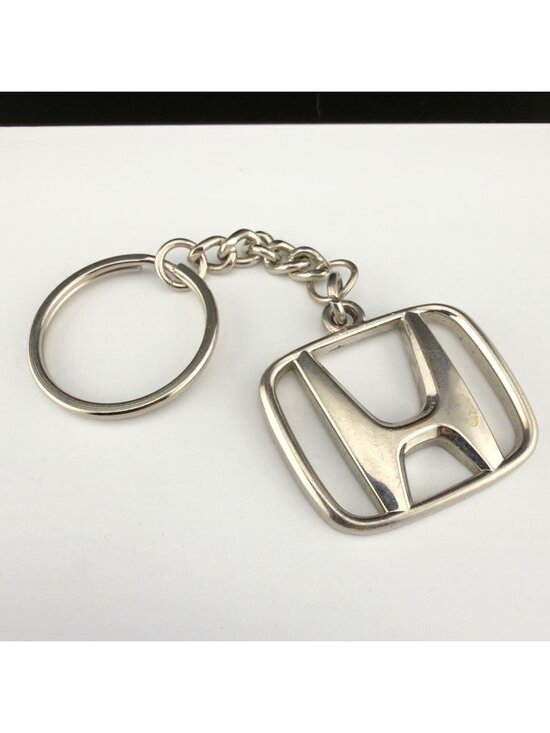 Honda Logo Keychain Silver Tone Metal Car Key Ring